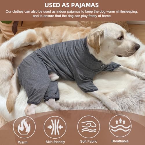 Dog Pyjamas PJS Sweater Clothes and Home Clothing Suitable for Small to Medium Breeds of Dogs (Thin Flower Gray / L)
