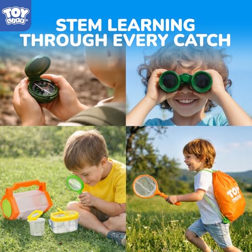 Kids Explorer Bug Catcher Kit with Safari Costume (25 PCS Dress-Up Explorer Set - Orange)