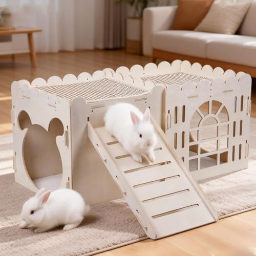 Large Rabbit House with 2PCS Rabbit Scratch Mat