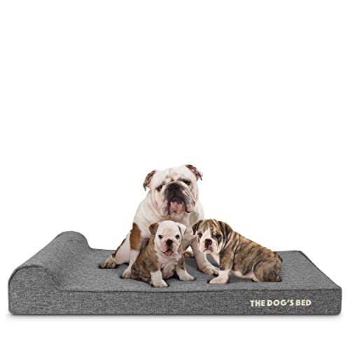 The Dog’s Bed Orthopedic Memory Foam Dog Bed with Headrest XL (Grey Linen / XL (46"L x 28"W x 4"Th))