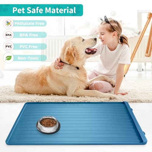 Dog mat for Food and Water (Navy / 39.4''x27'')