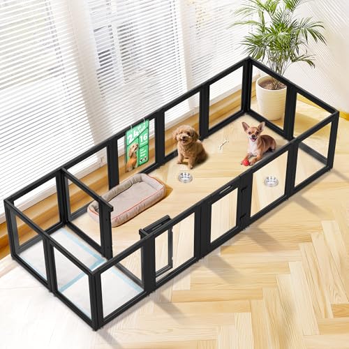 AuraSpace Clear Acrylic Indoor Dog Playpen (Black / 24"H)