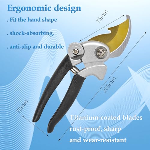 Ultra Sharp Germany Titanium Steel Pruning Shears (Black/Gold)