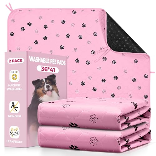 Washable Pee Pads for Dogs (Pink / 36*41 Inch (Pack of 2))