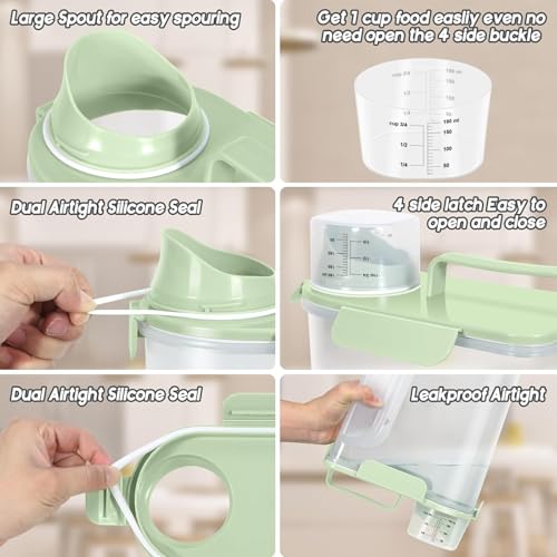 5 7Lbs Dog Cat Food Storage Container with Upgraded Large Nozzle BPA (Light Green / 5L-1pack)
