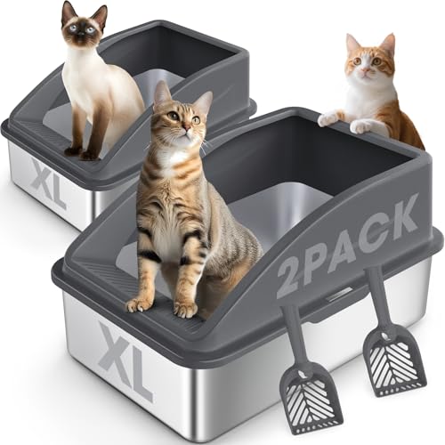 2 Pack Stainless Steel Litter Box