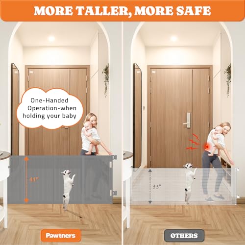 Retractable Baby Gates (Gray / 41" Tall x 71" Wide)
