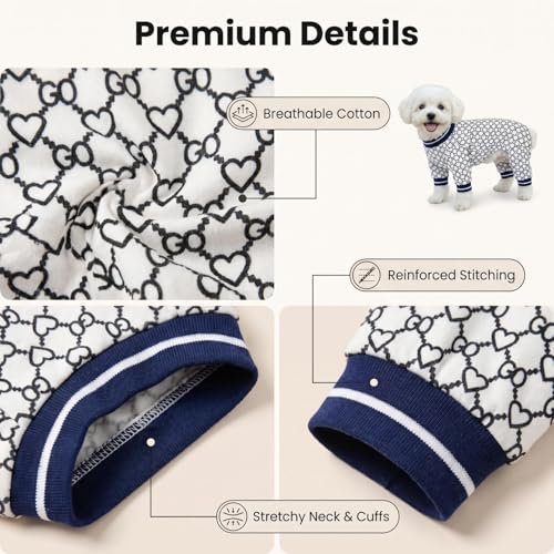 Dog Pajamas Onesie (01 Blue Heart / XS (2.5-4 lb) Chest: 11.8")