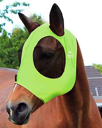 Super Comfort Stretchy Fly Mask Large Eye Space with UV Protection Soft on Skin with Breathability Fluro Lime M Cob (Cob (Medium) / Fluro-Lime)