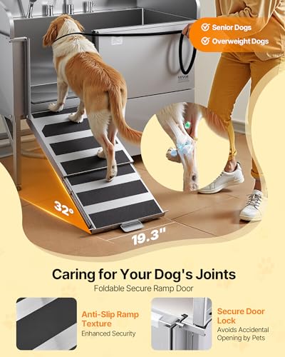 Professional 304 Stainless Steel Dog Bathing Station (61 inch / Left RAMP)