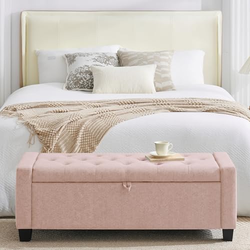 43" Ottoman with Storage (Pink / 19.2"D x 43"W x 16.9"H)