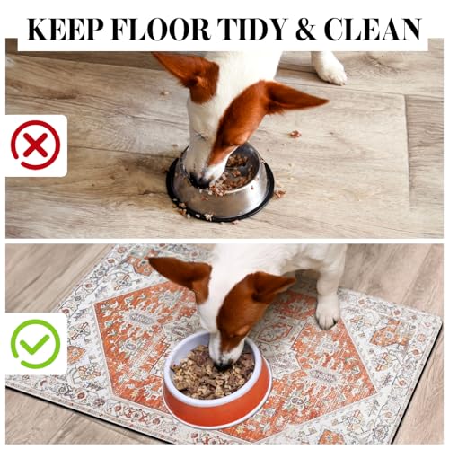 Dog Food Mats for Floors Absorbent (Orange / Xl(24"×32"))