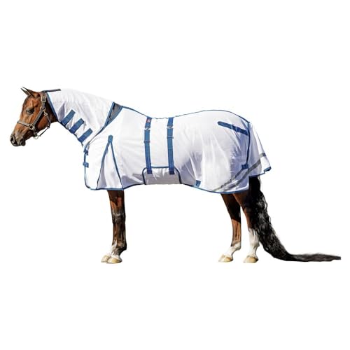 Soft Interlock Mesh II Horse Fly Sheets (Horse Size 74 / Horse Attached Neck Euro Bellyband / White)