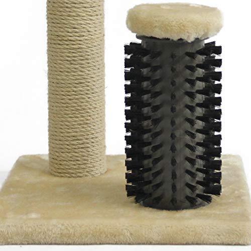 Cat Scratching Post with Self Groomer for Indoor Cats & Kittens (Scratching Post with Brush / Beige / 16.5" H)