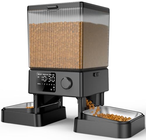 Automatic Cat Feeder for 2 Cats Pets (Black)