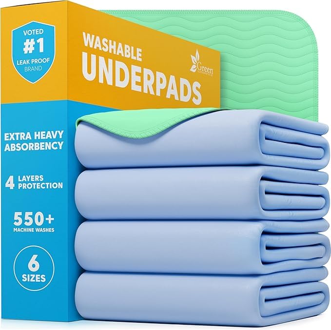Washable Underpads (Blue/Green / 4 Pack - 34x36)