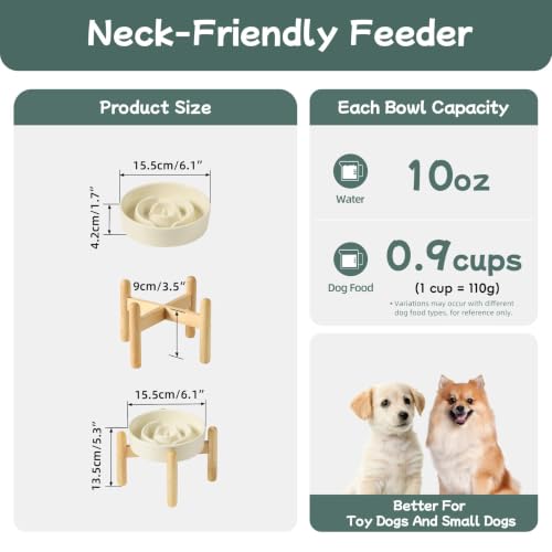 Elevated Slow Feeder Dog Bowls (Light Yellow)