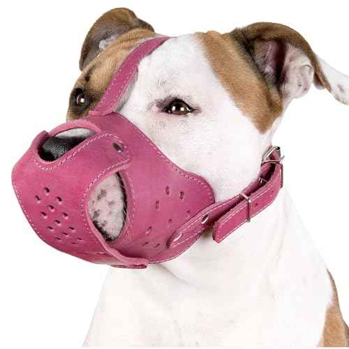 Leather Basket Muzzle for Pitbull & Amstaff (Pink Basket)