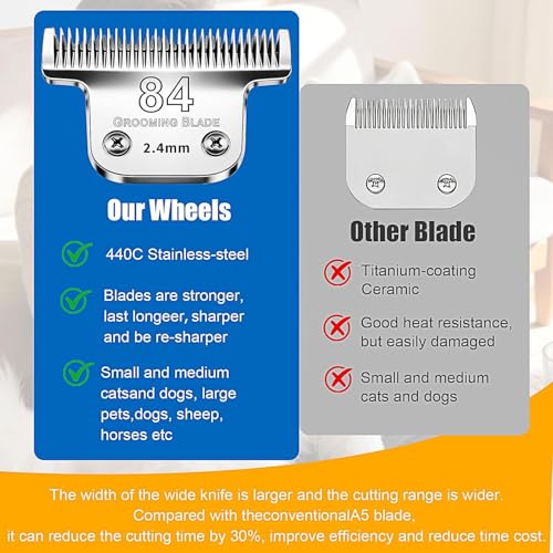T 84 Wide Blade Dog Grooming Clipper Blades for Andis (Silver/T84)