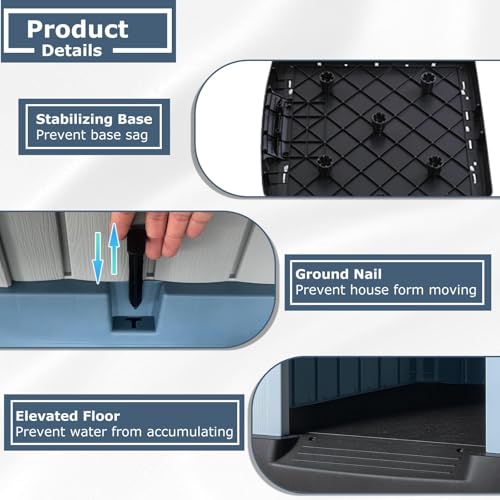 Durable Waterproof Plastic Dog House for Small to Large Sized Dogs (Blue / 40"L x 37.2"W x 40"H)