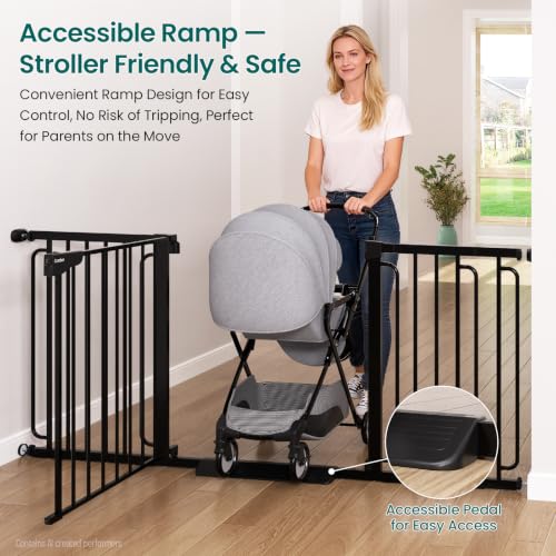 Extra Wide Baby Gate (Black / 36.6"-69" W x 30.5" H)