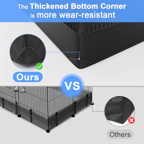 Guinea Pig Cage with Waterproof PVC Bottom Liner & One (24 Panels-with roof / Black)