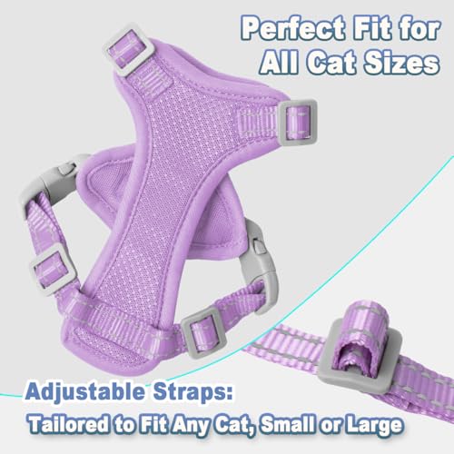 Cat Harness and Leash Set Escape Proof for Kitten Walking (Small / Violet Purple)