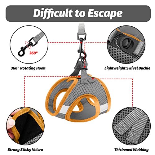 Cat Harness and Leash Set (Gray / S(Chest 8-10"))