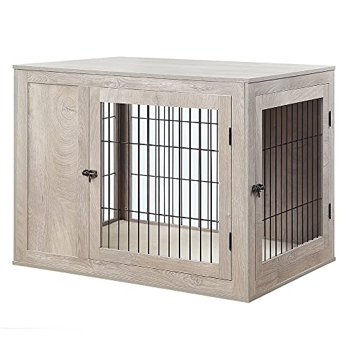 41 Inch Furniture Style Dog Crate for Medium Large Dogs (41"L x 28.3"W x 31.3"H / Weathered Grey)