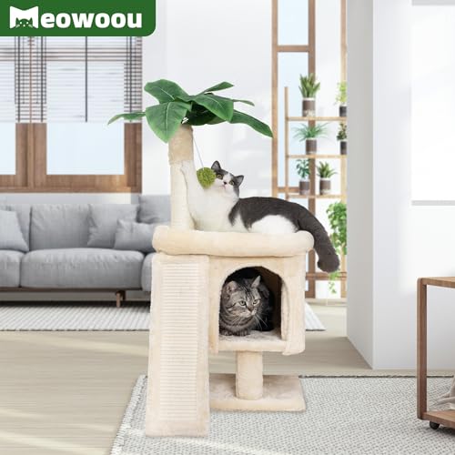 Palm Cat Tree Tower for Indoor Cats with Cozy Cat Condo (33 in Palm Cat Tree)