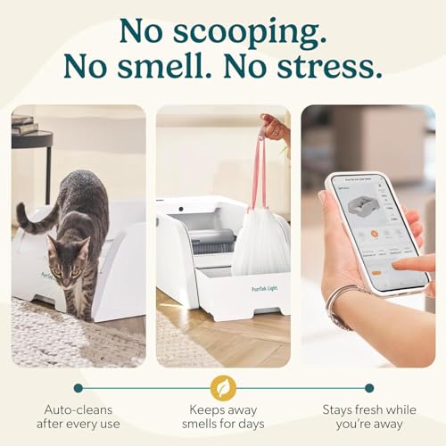PurrTek Light Open Top Automatic Litter Box Self Cleaning 5GHz WiFi