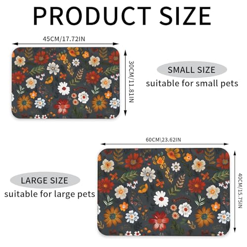 Flower Berries Dog Food Mat Waterproof Pet Cat Placemat (Flower Berries / 30x45cm)