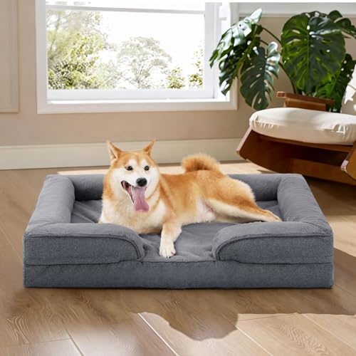 Orthopedic Dog Bed for Large Dogs (Grey / 38.0"L x 28.0"W x 6.5"Th)