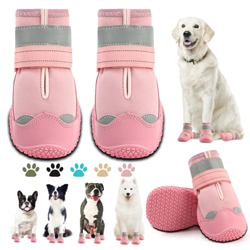 Dog Boots for Large Dogs (Pink / Width 2.55 Inch)