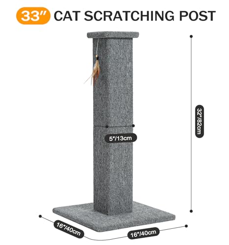 Made4Pets Cat Scratching Post for Indoor Cats (Grey-Carpet)