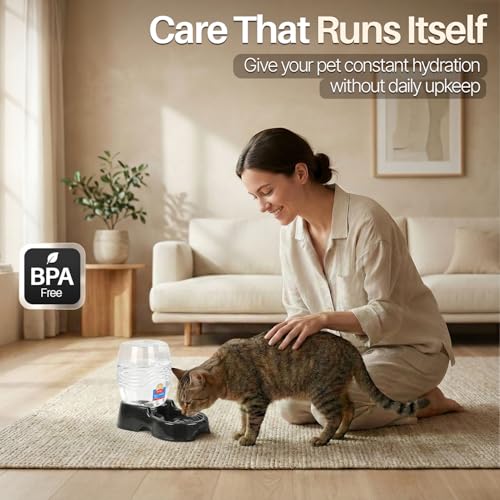 Gravity Pet Water Dispenser for Cats & Small Dogs (Black / 0.9 L)