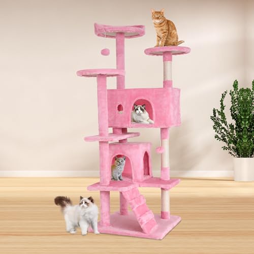 54" Cat Tree Tower (54in / Pink)