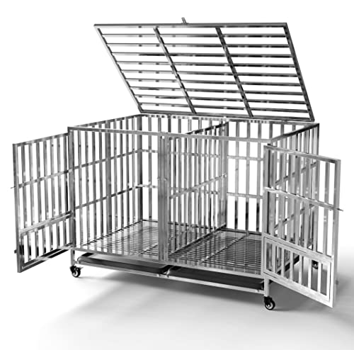 Collapsible Stainless Steel Dog Crate (48.0"L x 32.0"W x 32.0"H)
