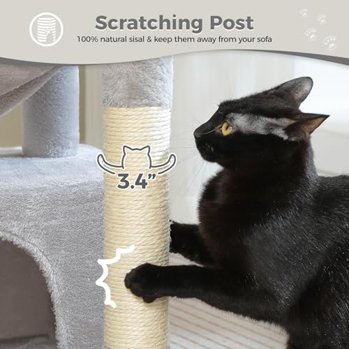 4-in-1 Cat Activity Tree for Kittens & Small Cats, 33in Grey Tower (Grey / L(15.8"L x 15.8"W x 33"H))