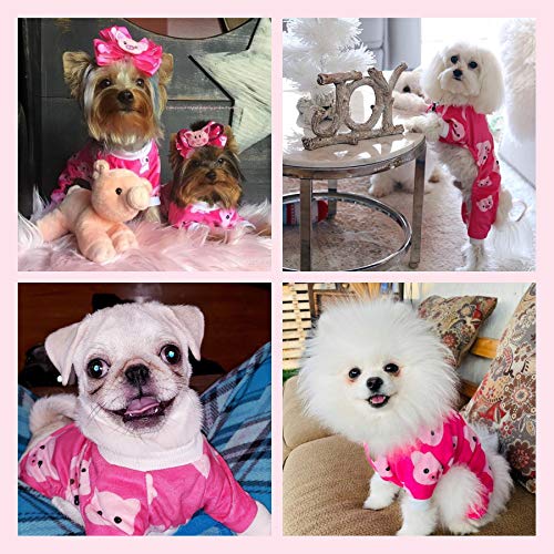 Dog Halloween Pajamas Puppy Onesies Small Dogs Soft Pjs Coat Cat Apparel Comfy Pet Christmas Clothes Outfit Doggie Bodysuit (Small / A04-Pink pig)