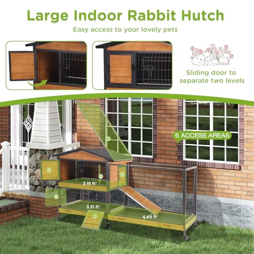 2 Story Rabbit Hutch with Chew (Brown & Black)