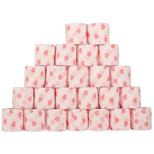 24 Rolls Elastic Self Adhesive Bandage Wrap 2 inch (2 Inch-24 Count White Heart)