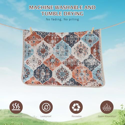 Washable Pee Pads for Dogs (24x18 Inch (Pack of 2) / 01-orange-multi)
