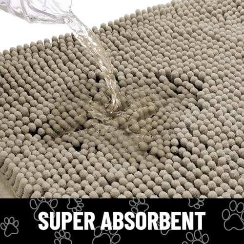 Dog Door Mat for Muddy Paws (48"X30" / Warm Taupe and Black)