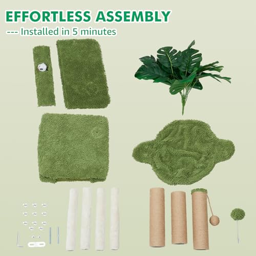 38'' Cat Tree Condo with Hammock Cat Tower with Scratching Posts Green (Green-2 / 38‘’)