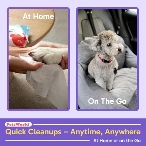 3-in-1 Pet Wipes | Hypoallergenic, Unscented & Biodegradable Grooming Wipes for Body, Paws & Butt | Thick, Durable, Daily Use Pet Cleaning Wipes (50 Count) (50 Count / Unscented)