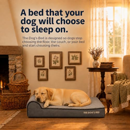 The Dog’s Bed Orthopedic Memory Foam Dog Bed with Headrest XXL 6 (Blue with Red Trim US Flag / XXL (54"L x 36"W x 6"Th))