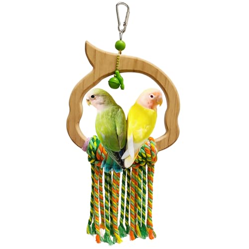 Wooden Bird Swing Toy with Rope Perch (colorful)
