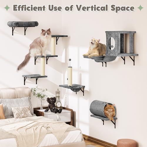 14-in-1 Cat Wall Shelves, Cat Climber Set, Ivory Grey ‌‌ (Ivory Grey ‌‌)