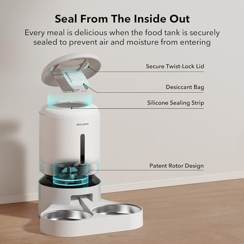 5L Automatic Cat Feeder for 2 Cats (White / Dual Tray with WiFi)